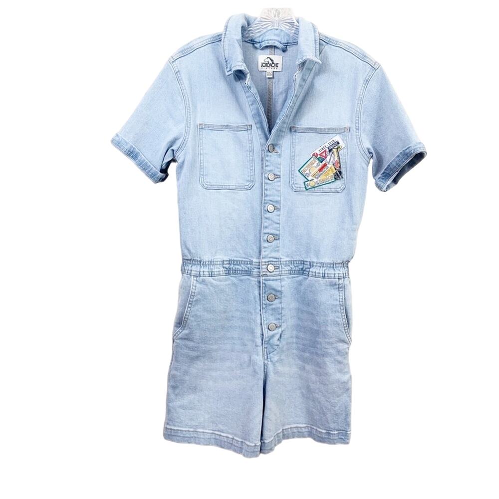 Jordache Vintage Corey Jean Denim Light Wash Romper